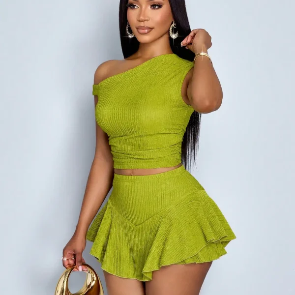 Women  Crop Top  Ruffled Skirt